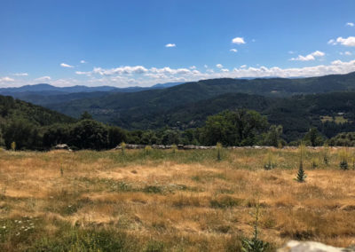 Vue sur les Cévennes depuis un crête herbeuse